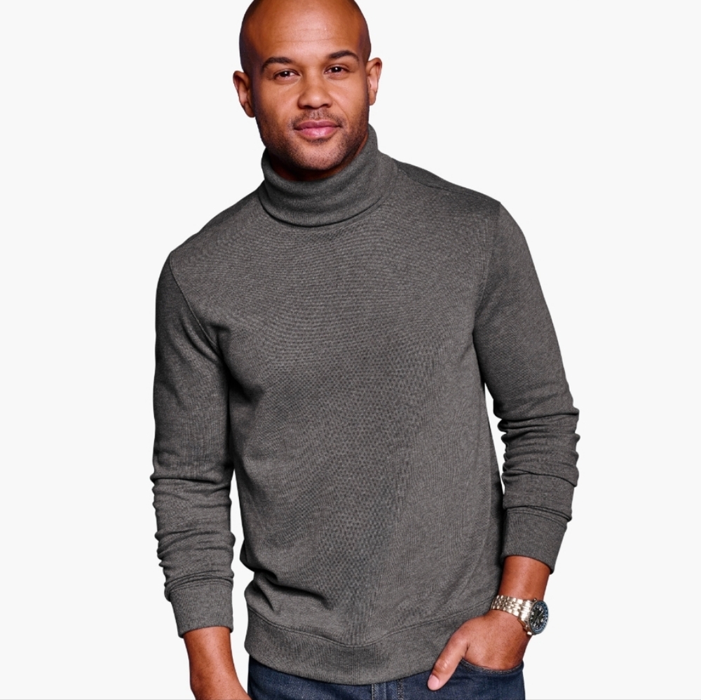 NWT Mens Johnston & Murphy Knit Turtleneck Gray